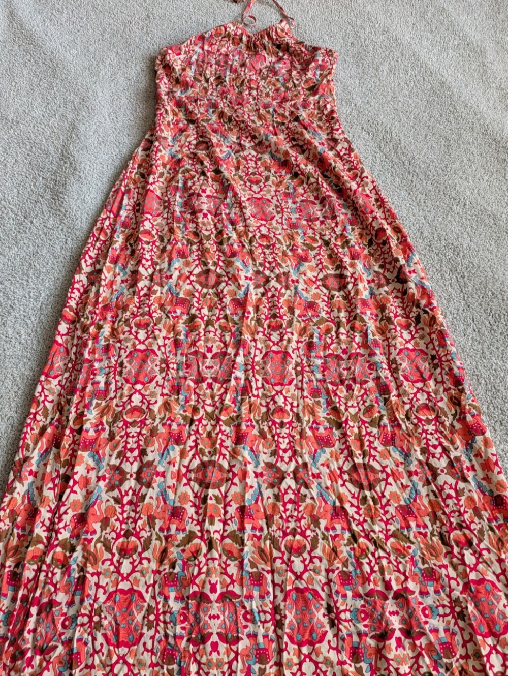 🌼B2G1🌼 Forever 21 Coral Pink Multi-Color Elephant Print Maxi Dress